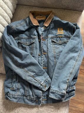 Wrangler Blue Denim Jacket with Brown Corduroy Collar